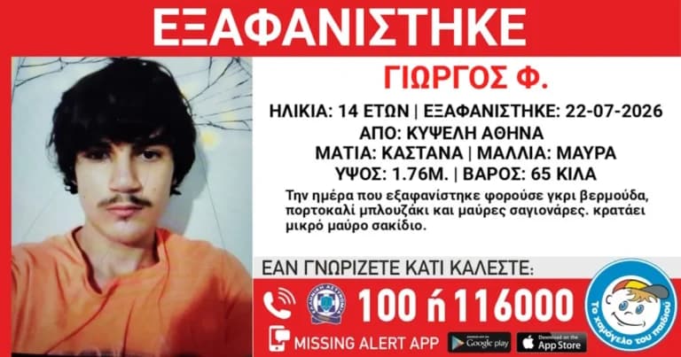 Αίσιο τέλος στην εξαφάνιση 14χρονου από την Κυψέλη