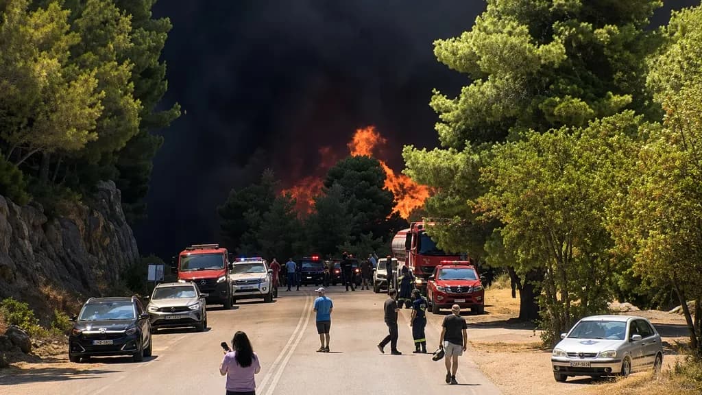 Η φωτιά στο Πόρτο Γερμενό απειλεί Βοιωτία και Αττική