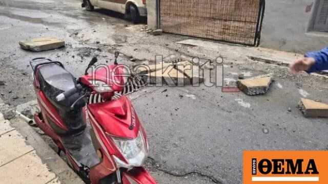 Ηράκλειο: Κατάρρευση μπαλκονιού καταπλάκωσε μηχανάκι
