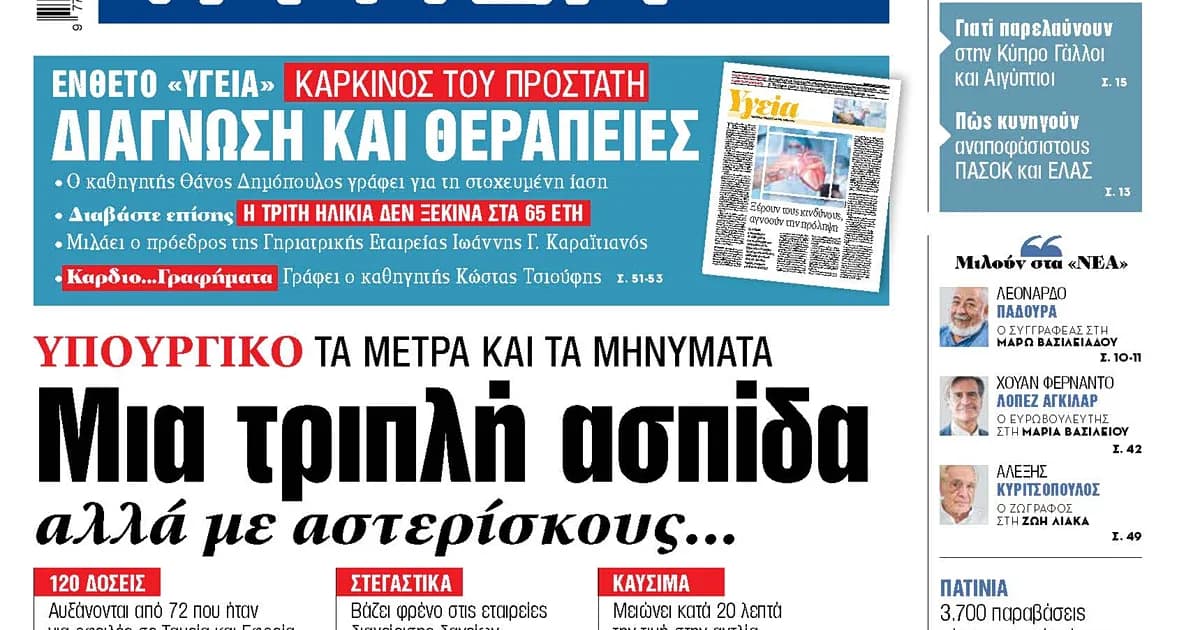 Η Τριπλή Ασπίδα Μέτρων για Δόσεις, Στεγαστικά, Καύσιμα