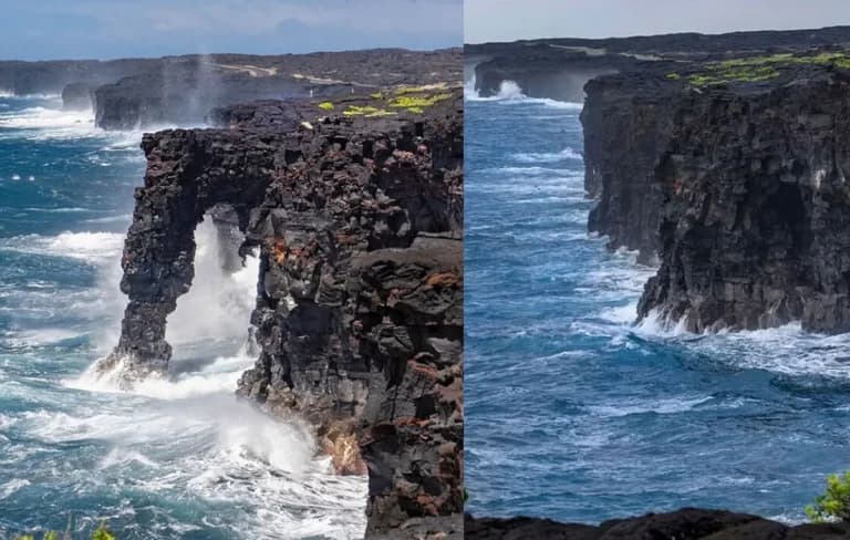 Κατέρρευσε η θαλάσσια αψίδα Hōlei Sea Arch στη Χαβάη