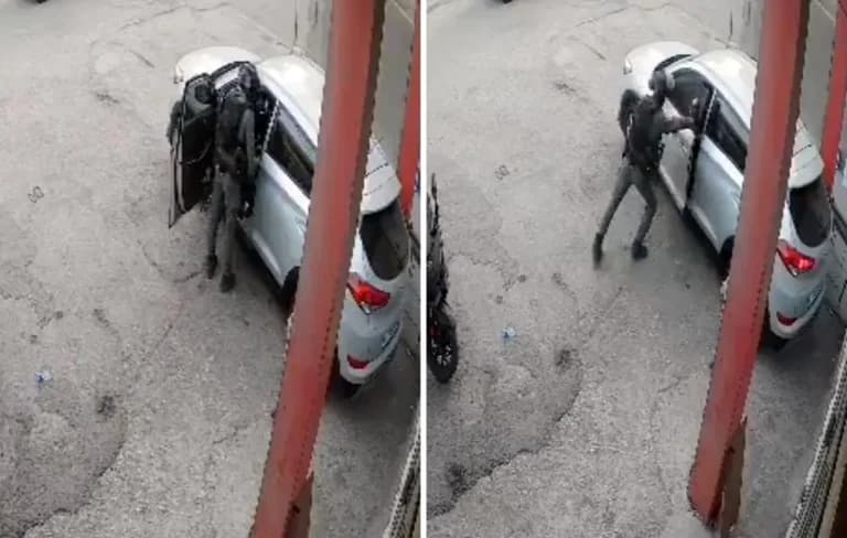 Ο αστυνομικός πετά χειροβομβίδα κρότου-λάμψης σε αυτοκίνητο