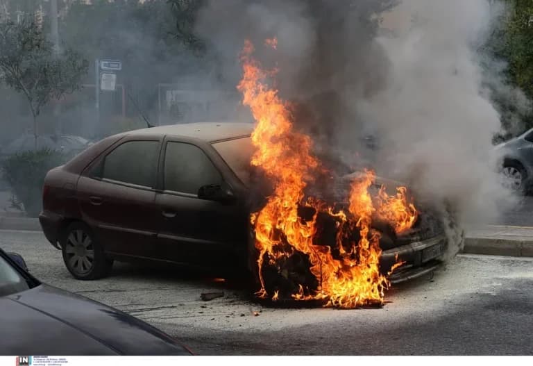 Πυρκαγιά σε αυτοκίνητο στα Γλυκά Νερά χωρίς τραυματίες