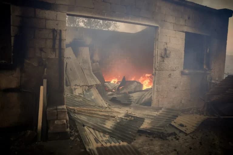 Η φωτιά στο Πλωμάρι Λέσβου μαίνεται για δεύτερη μέρα