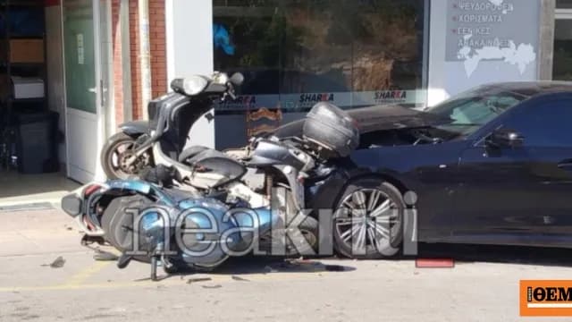 Αυτοκίνητο έπεσε σε σταθμευμένα οχήματα στο Ηράκλειο