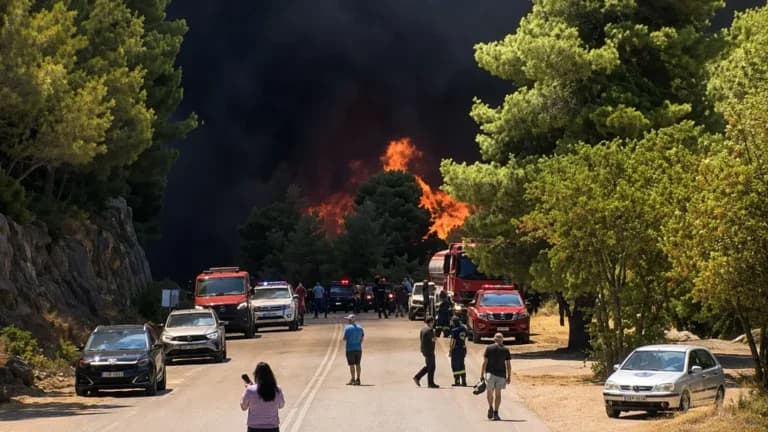 Η φωτιά στο Πόρτο Γερμενό απειλεί Βοιωτία και Αττική