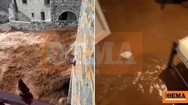Καταρρακτώδης βροχή πλημμύρισε σπίτια στην Άλυπα Μάνης