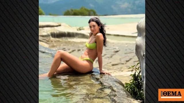 Η Ευγενία Σαμαρά ποζάρει στο Hierve el Agua