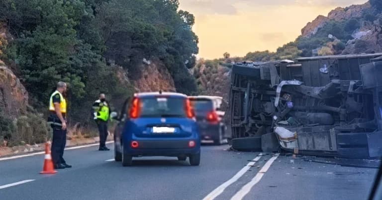 Ανατροπή νταλίκας με γουρούνια στον ΒΟΑΚ στις Σισές