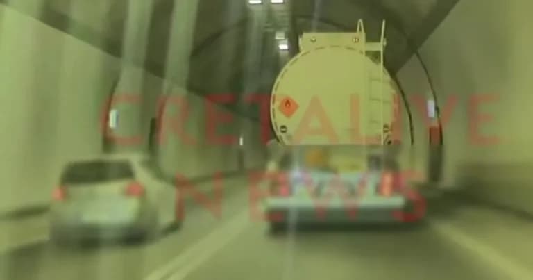Τρόμος στην Κρήτη: Επικίνδυνη προσπέραση μέσα σε τούνελ