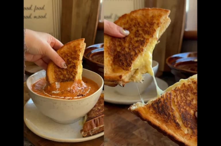 Ψητή σούπα ντομάτας με grilled cheese, βήμα προς βήμα