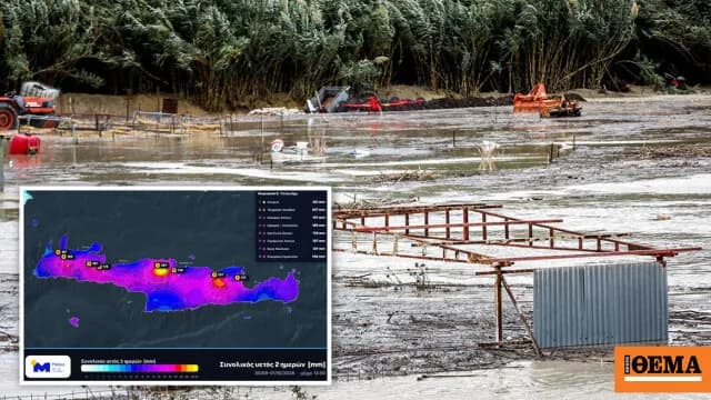 Η κακοκαιρία «πνίγει» την Κρήτη με 361 χιλιοστά βροχής