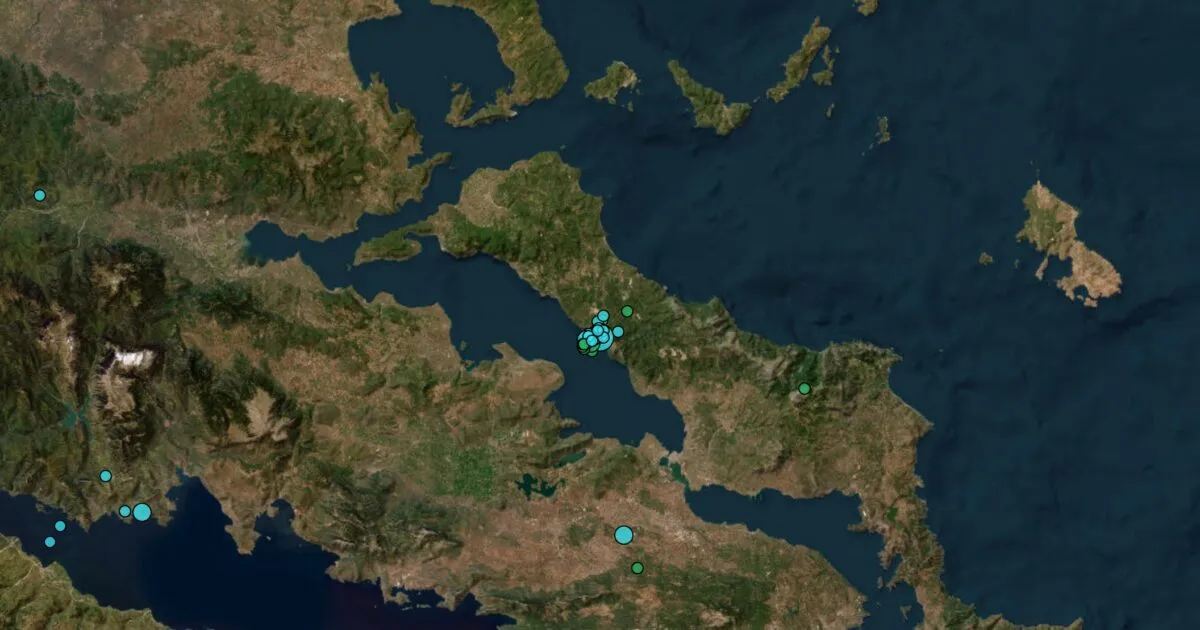 σεισμός Προκόπι Ευβοίας χάρτης επικέντρου Γεωδυναμικό Ινστιτούτο