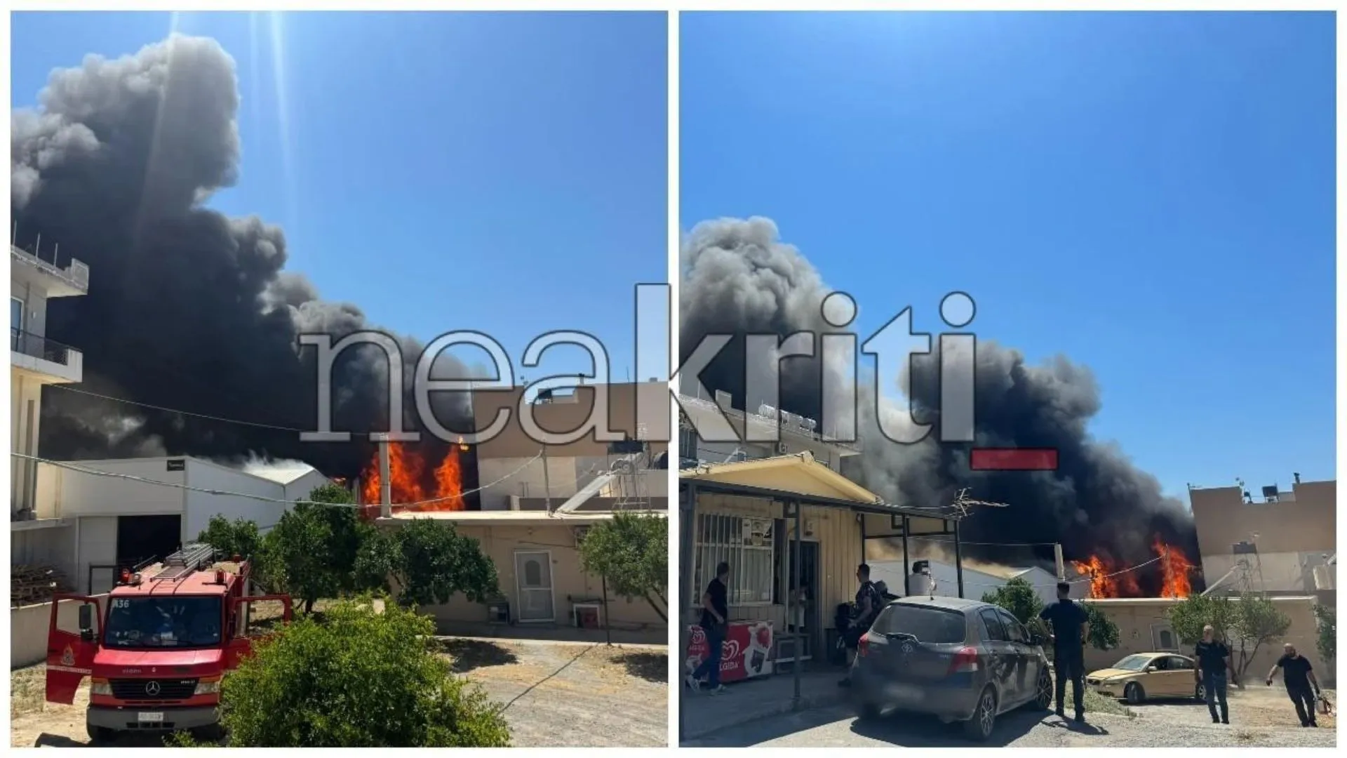 Φωτιά σε εργοστάσιο Αγίου Ιωάννη Χωστού Ηρακλείου
