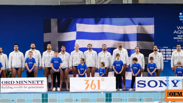 Οι παίκτες της Εθνικής Πόλο πανηγυρίζουν το χρυσό μετάλλιο στο Σίδνεϊ