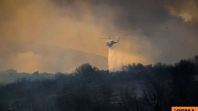 Πυροσβεστικό όχημα επιχειρεί σε αγροτοδασική πυρκαγιά
