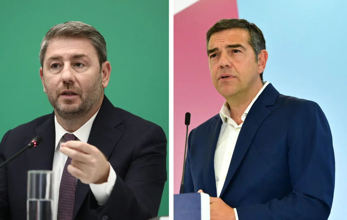 Αλέξης Τσίπρας και σύμβολα του κόμματος ΕΛΑΣ σε ανακοίνωση ΠΑΣΟΚ