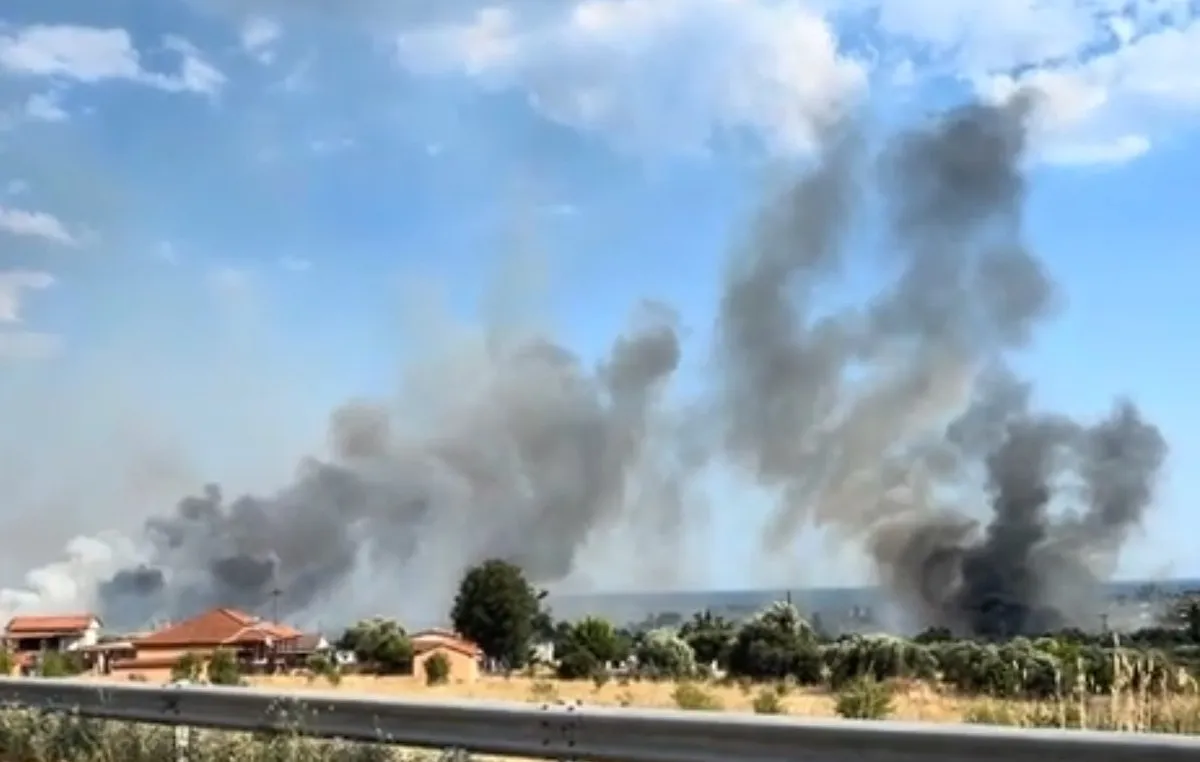 Πυροσβεστικό αεροσκάφος ρίχνει νερό σε φωτιά στη Χαλκιδική