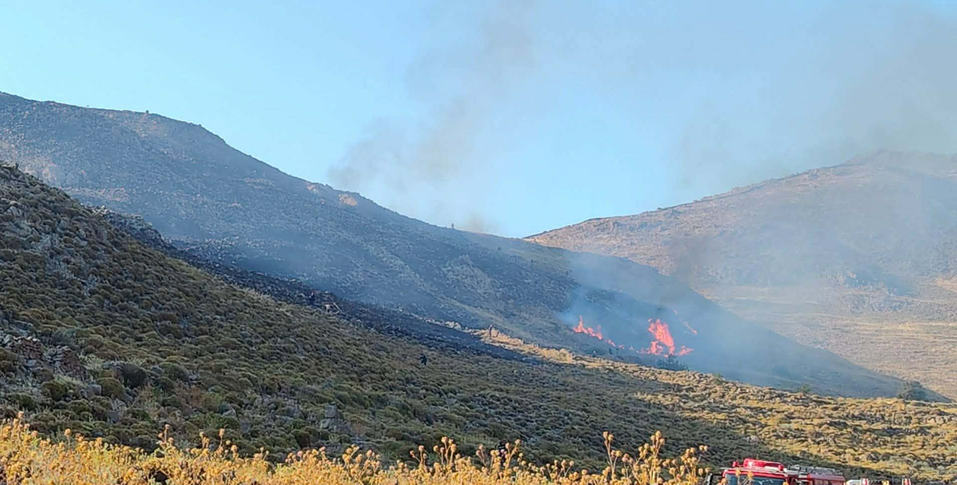Πυροσβεστικό αεροσκάφος ρίχνει νερό σε πυρκαγιά στη Λέσβο
