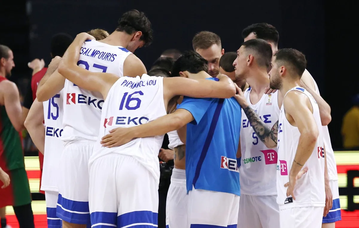 Παίκτες της Εθνικής μπάσκετ Ελλάδας σε αγώνα