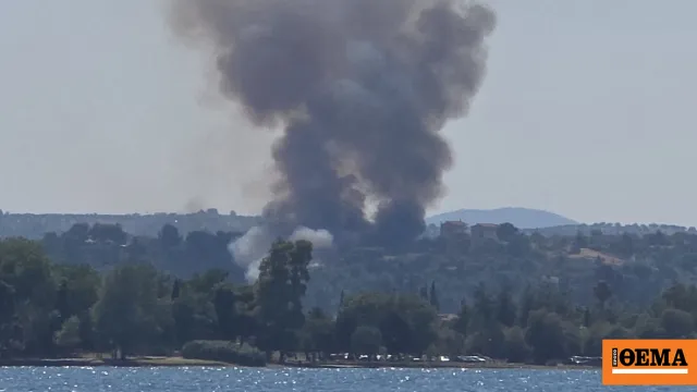 Πυροσβεστικό αεροσκάφος ρίχνει νερό σε πυρκαγιά