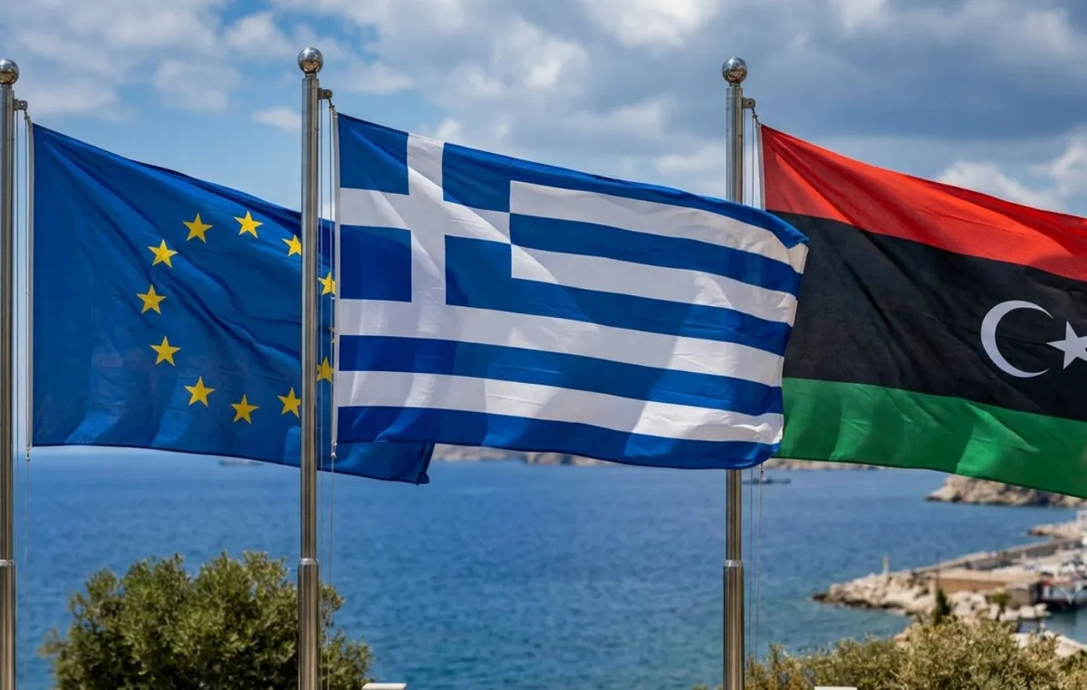 Σημαίες Ελλάδας και Λιβύης σε διπλωματική συνάντηση