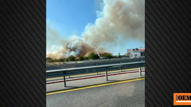 Πυροσβεστικά οχήματα σε επιχείρηση κατάσβεσης φωτιάς στην Πυλαία