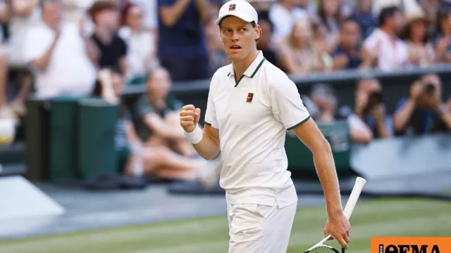 Ο Σίνερ πανηγυρίζει την κατάκτηση του Wimbledon 2026