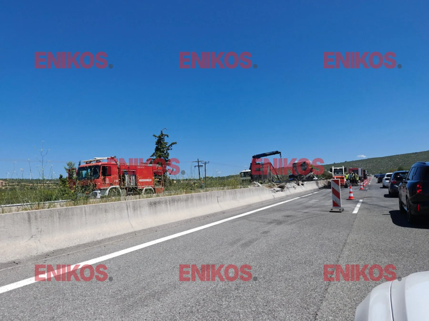 Τροχαίο δύο φορτηγών στην εθνική οδό Αθηνών-Λαμίας