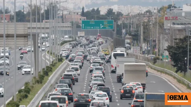 Μποτιλιάρισμα οχημάτων στην εθνική οδό Αθηνών Κορίνθου