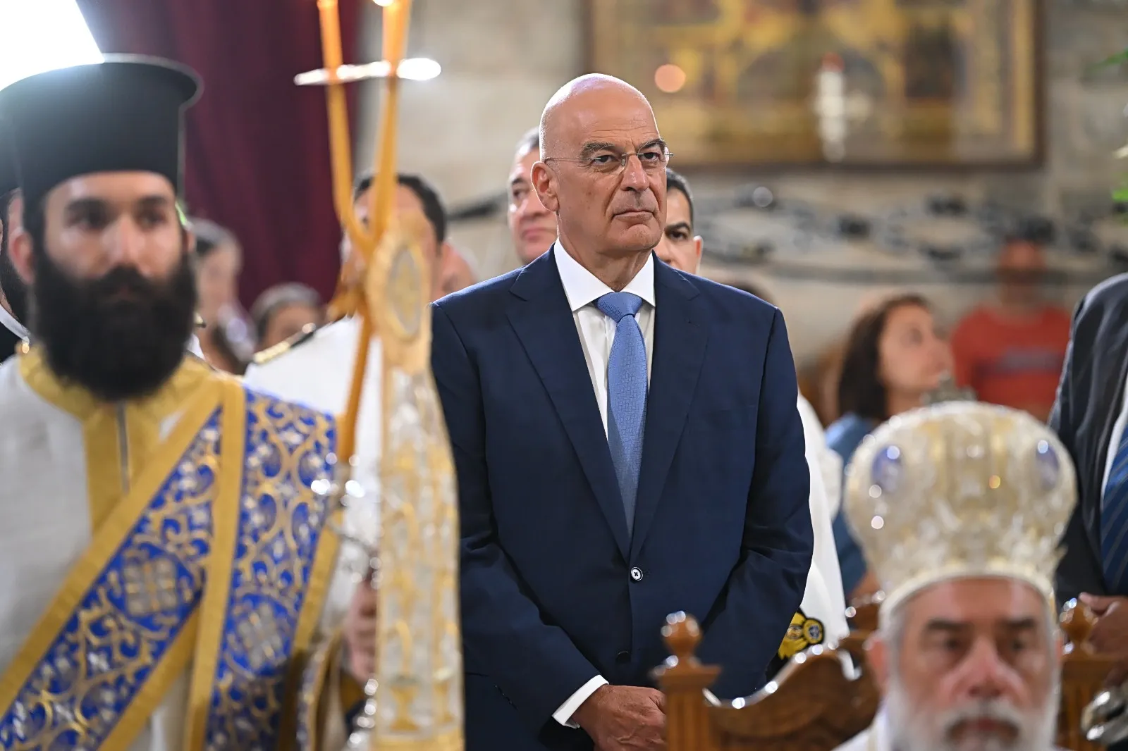 Ο Νίκος Δένδιας στην Παναγία Εκατονταπυλιανή στην Πάρο