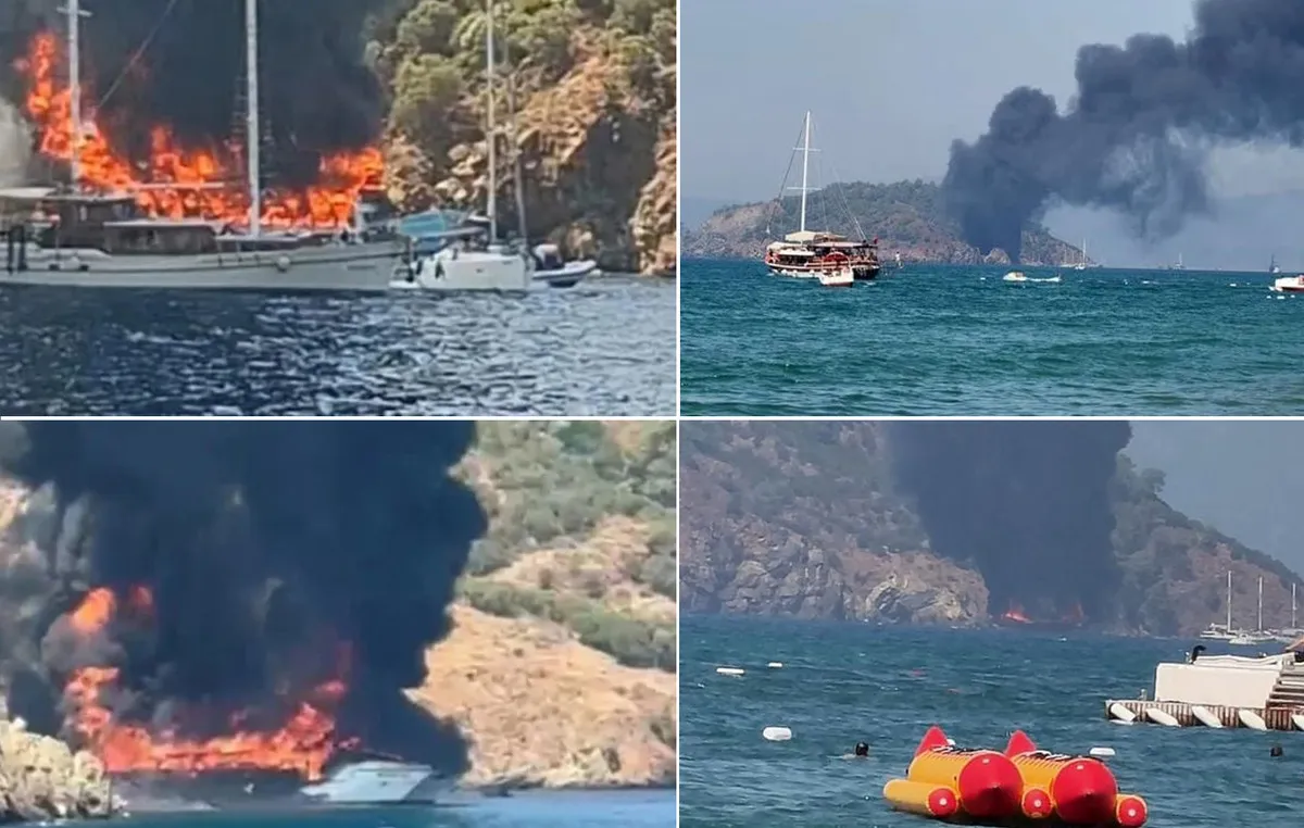 Φωτιά σε τουριστικό σκάφος στον κόλπο Κατραντσί Τουρκία