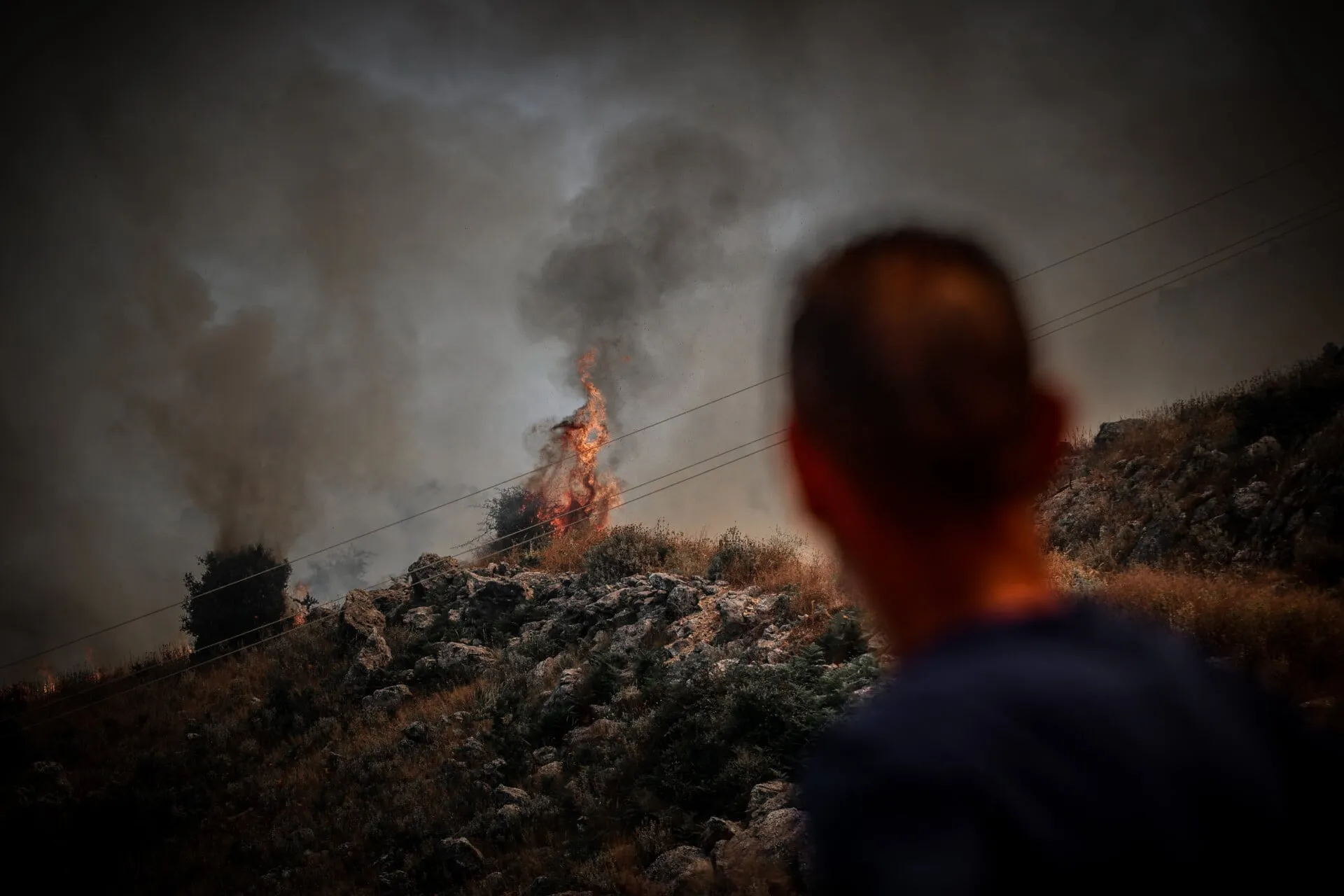 Πυροσβέστες επιχειρούν σε περιοχή με βλάστηση στην Κέρκυρα