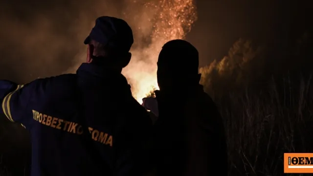 Πυροσβέστες επιχειρούν σε φωτιά στην Πρώτη Σερρών