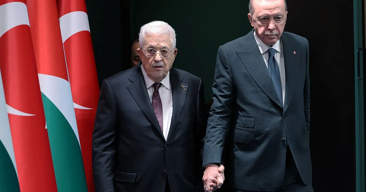 Ο Ερντογάν και ο Αμπάς σε συνέντευξη Τύπου στην Άγκυρα