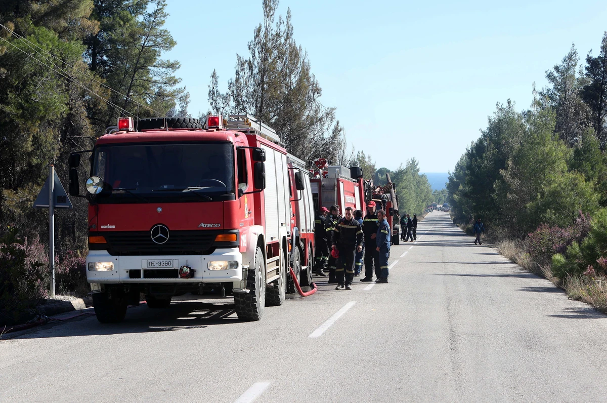 Πυροσβεστικό αεροσκάφος πάνω από δασική έκταση στην Κρήτη