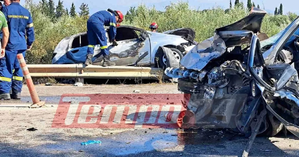 Καμένο αυτοκίνητο μετά από τροχαίο στην Κάτω Αχαΐα