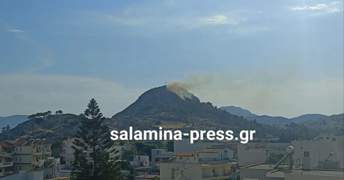 Πυροσβέστες κατασβήνουν φωτιά στον Προφήτη Ηλία Σαλαμίνας