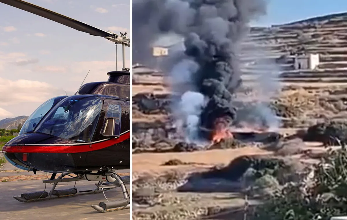 Ελικόπτερο τύπου Bell 206 στη Σίφνο μετά τη συντριβή