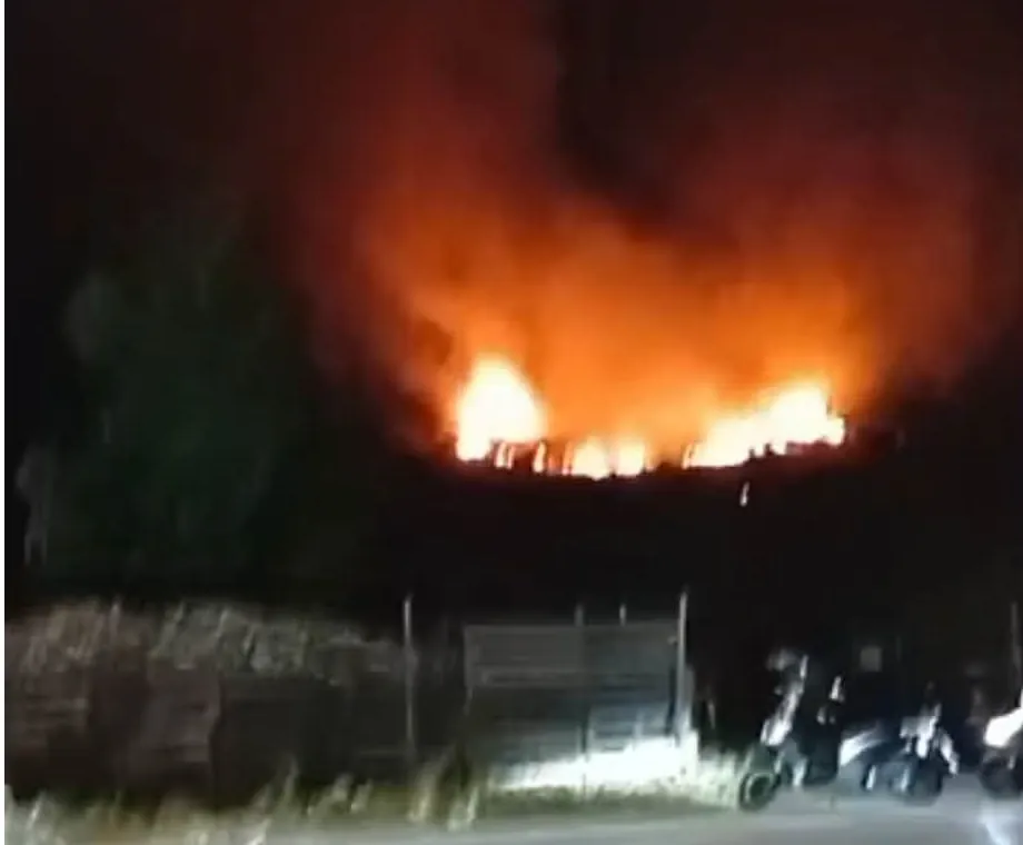 Πυροσβέστες επιχειρούν σε φωτιά στον Βόλο