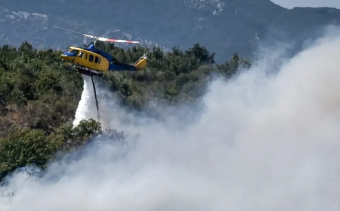 Πυροσβεστικό ελικόπτερο επιχειρεί σε φωτιά σε δασική έκταση