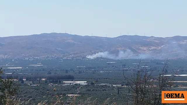 Πυροσβέστες επιχειρούν σε φωτιά στην Πλώρα Ηρακλείου Κρήτης