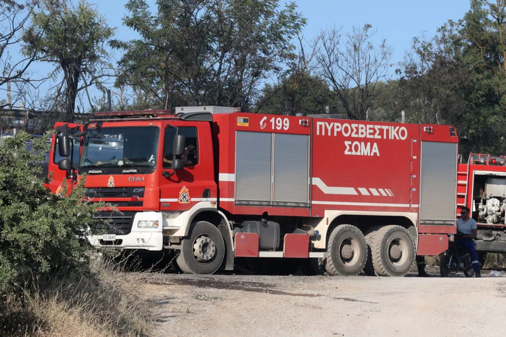 Πυροσβέστες σε δασική περιοχή στο Λουτράκι Πέλλας