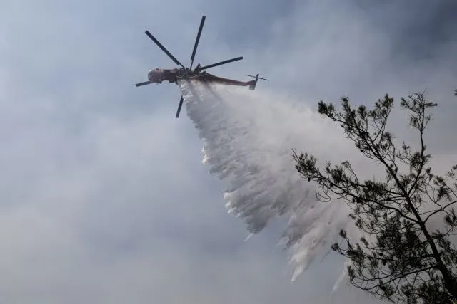 Πυροσβέστες επιχειρούν σε φωτιά με χαμηλή βλάστηση