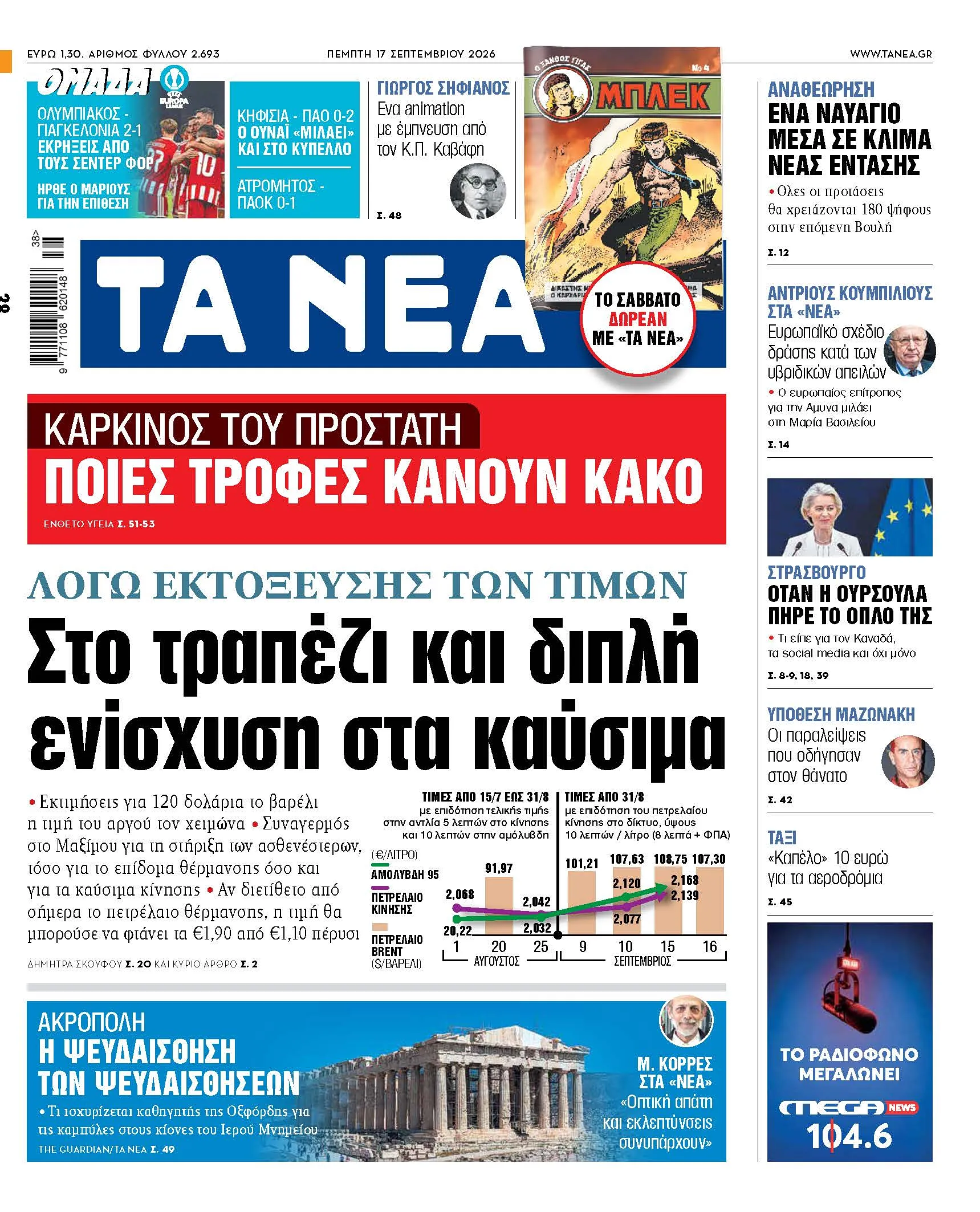 Πρατήριο καυσίμων με ενδείξεις τιμών βενζίνης και πετρελαίου