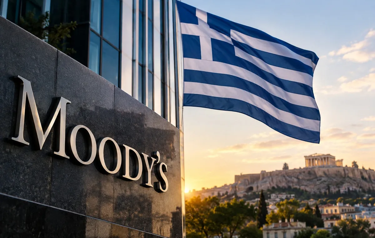 Γραφήματα οικονομικής αξιολόγησης και σημαία Ελλάδας