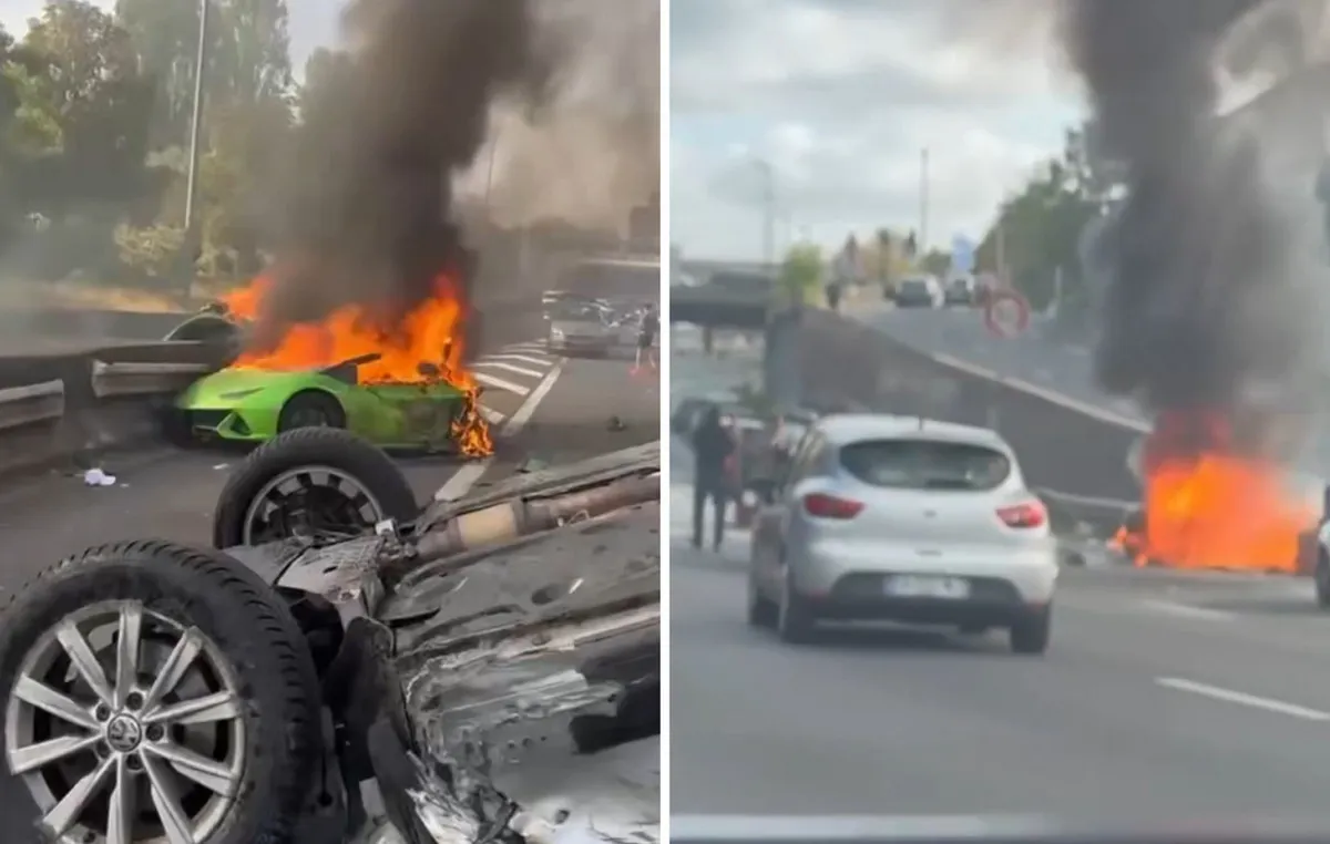 Κατεστραμμένη Lamborghini Aventador μετά από τροχαίο στο Παρίσι
