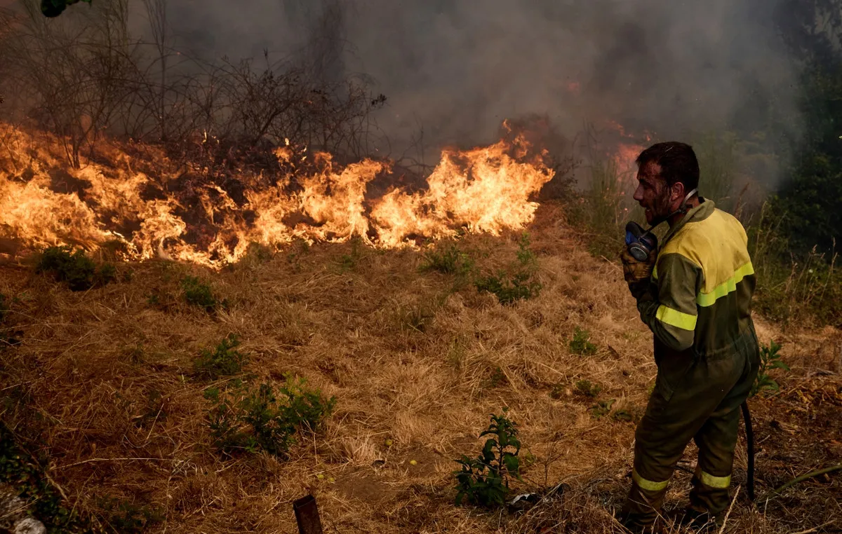Πυροσβεστικό αεροσκάφος ρίχνει νερό σε πυρκαγιά στη Ζάκυνθο