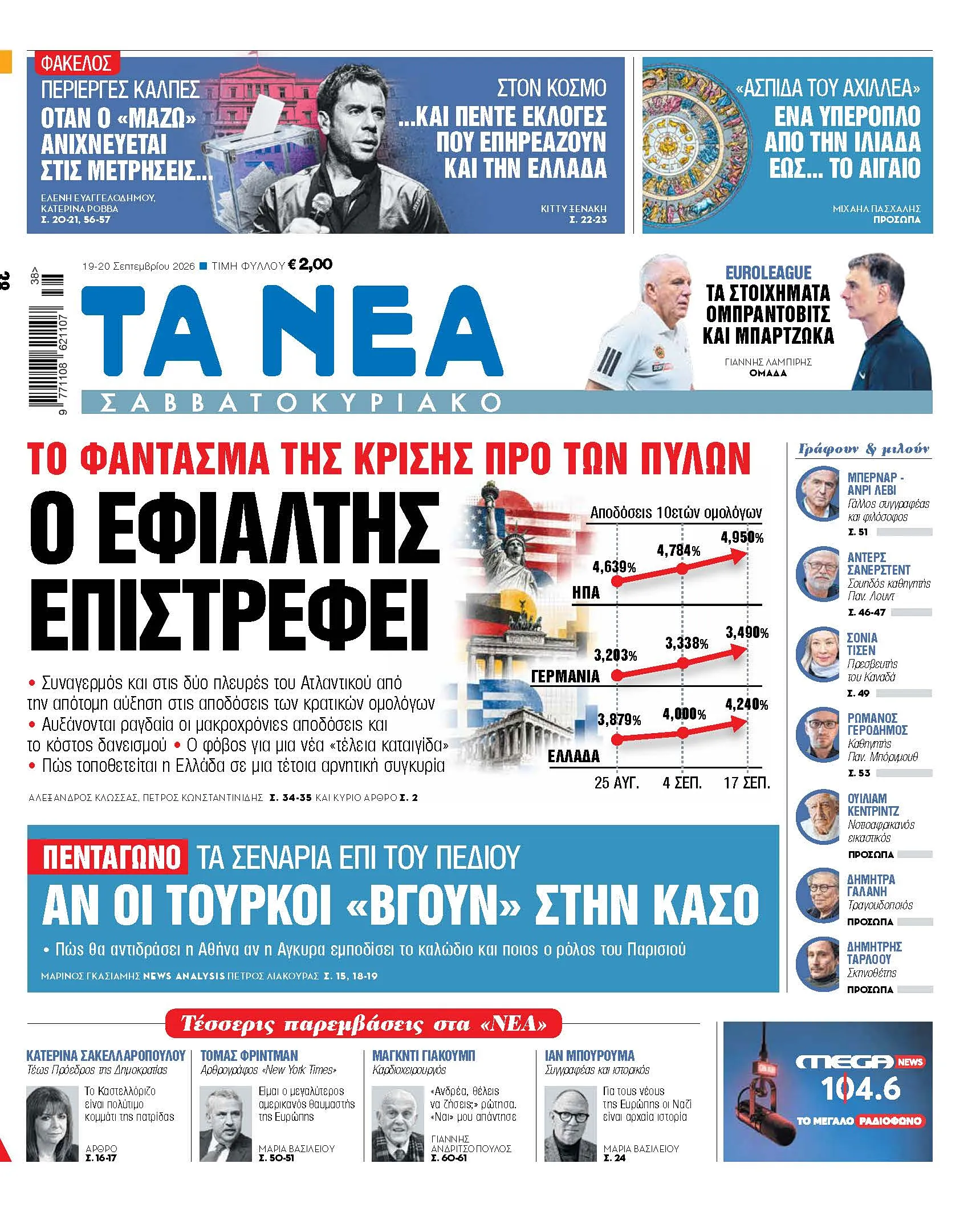 Γράφημα με ανοδική τάση αποδόσεων κρατικών ομολόγων