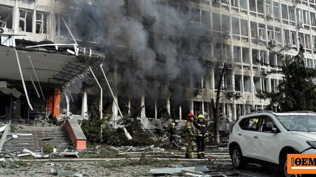 Ζημιές από ρωσική επίθεση με drones στο Κίεβο